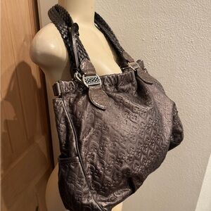 Brighton Rowena Women’s Designer Quilted Shoulder Bag in pewter